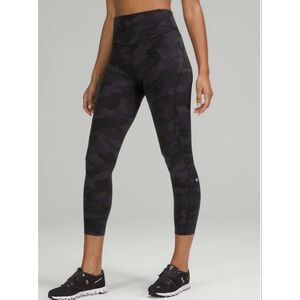LULULEMON BASE PACE HIGH RISE LEGGING 23” HERITAGE 365 CAMO DEEP COAL SIZE 6
